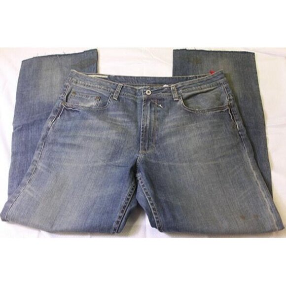 Buffalo David Bitton Mens size 38 By 33 Blue Glow Jeans No Hem Pants Throw Back - Picture 7 of 7